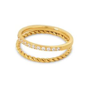 Anel de Camadas com Zircônia Banhado a Ouro 18