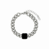Pulseira Grossa com Pedra de Onix