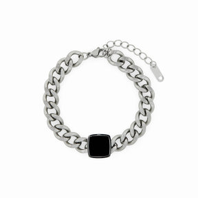 Pulseira Grossa com Pedra de Onix