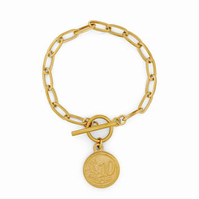 Pulseira 10 Centavos Banhado a Ouro 18k