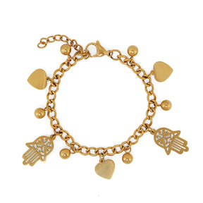 Pulseira Pingente Hamsa Banhado a Ouro 18k
