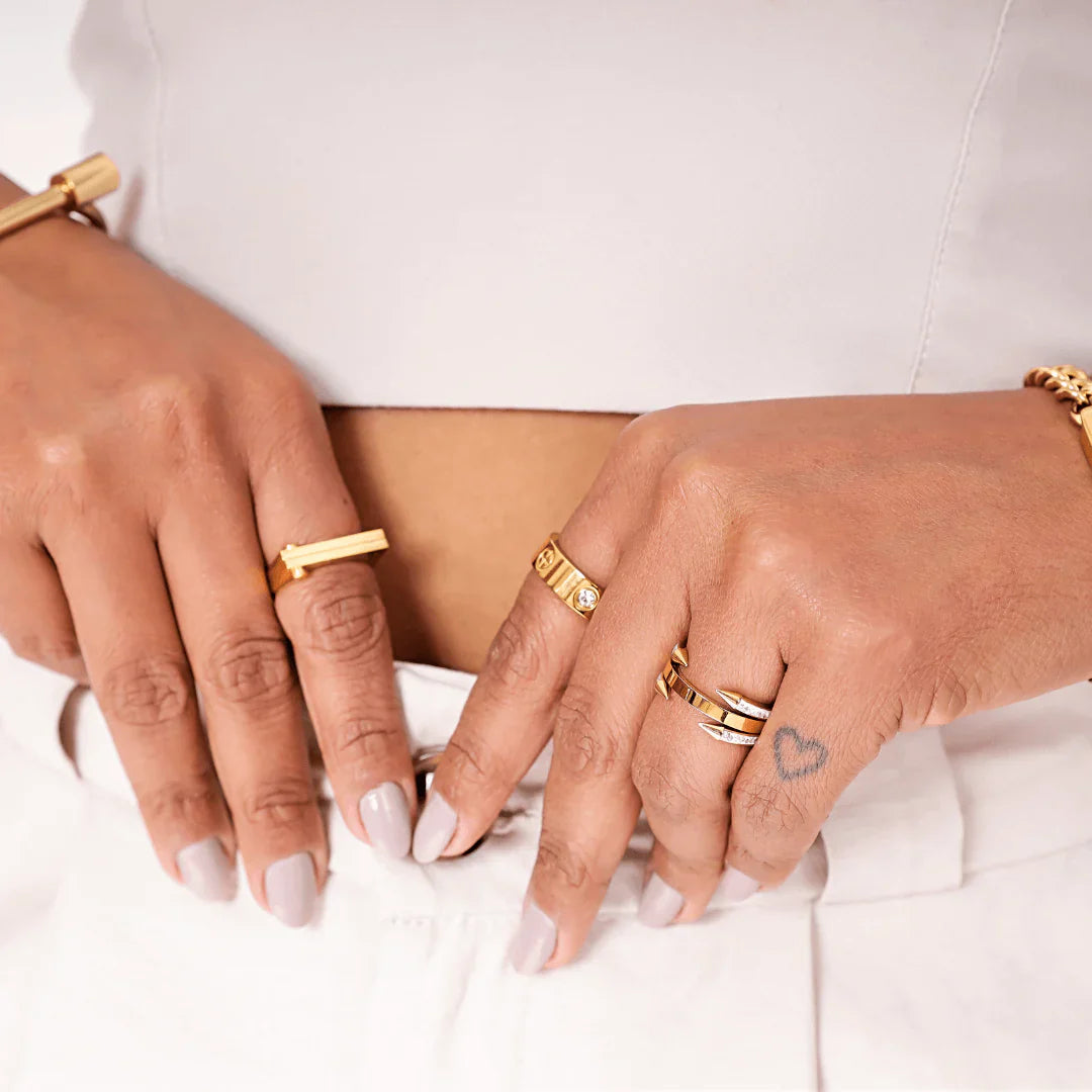 Anel 4 Pontas Banhado Ouro 18k