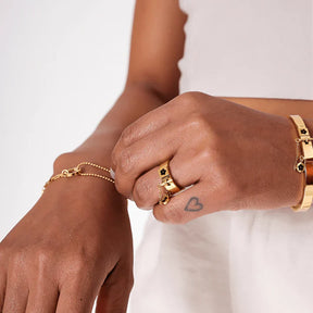 Anel Detalhe Corrente Banhado a Ouro 18K