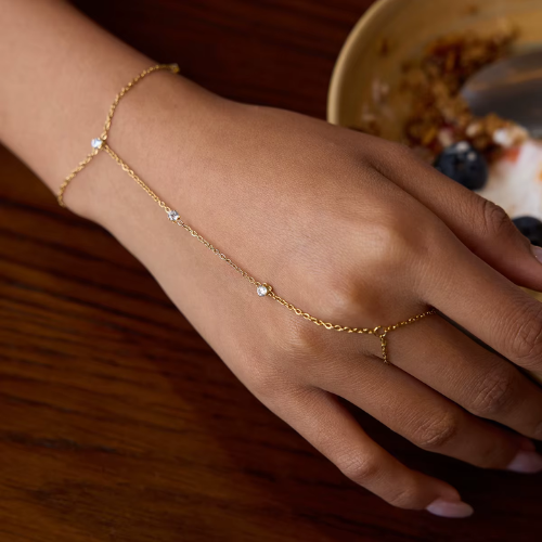 Pulseira de Dedocom Zircônia Banhado a Ouro 18K