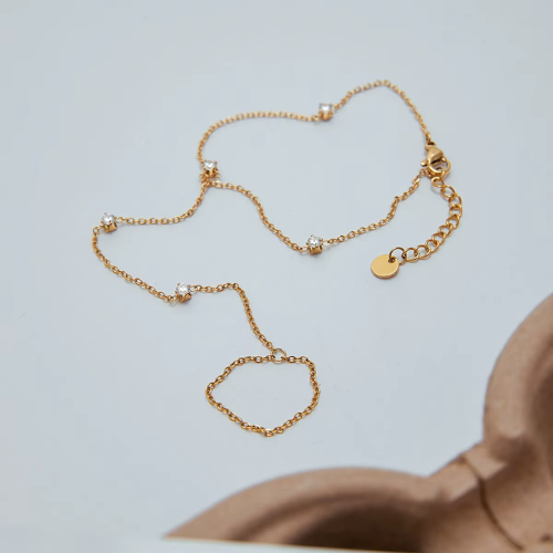 Pulseira de Dedocom Zircônia Banhado a Ouro 18K