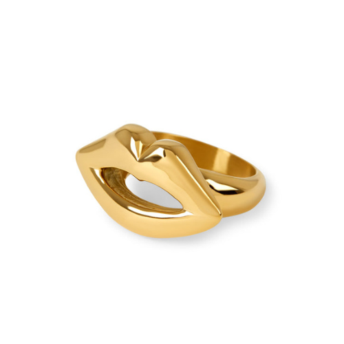 Anel Boca Banhado a Ouro 18k