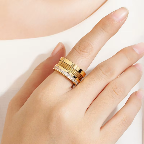 Anel Lisboa Banhado a Ouro 18K