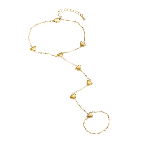 Pulseira de Dedo Coração Banhado a Ouro 18k