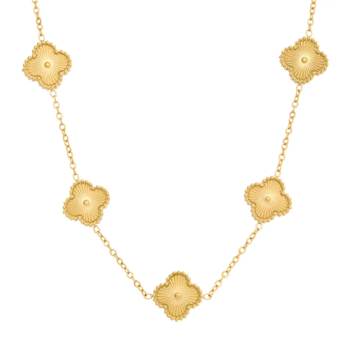 Colar Trevo Dourado Banhado a Ouro 18k