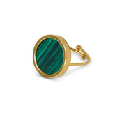 Anel de Mármore Verde Ajustável Banhado em Ouro 18k