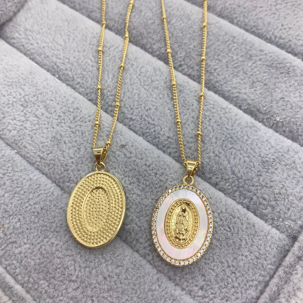 Colar Vigem Maria Pedra Natural com Zircônia