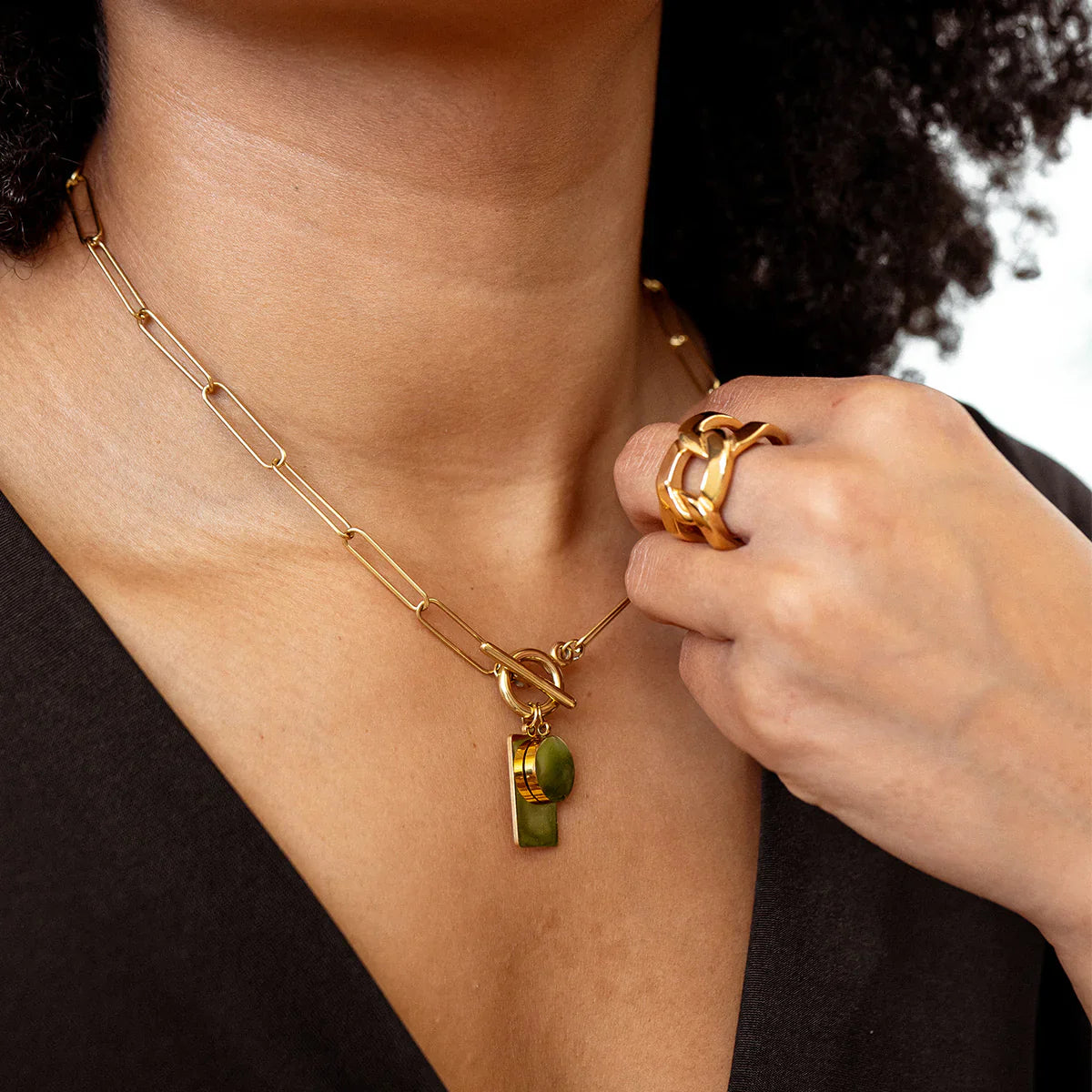 Anel em Elos Banhado a Ouro 18k