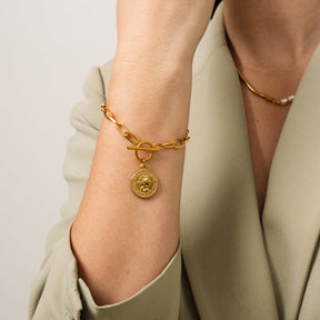 Pulseira 10 Centavos Banhado a Ouro 18k