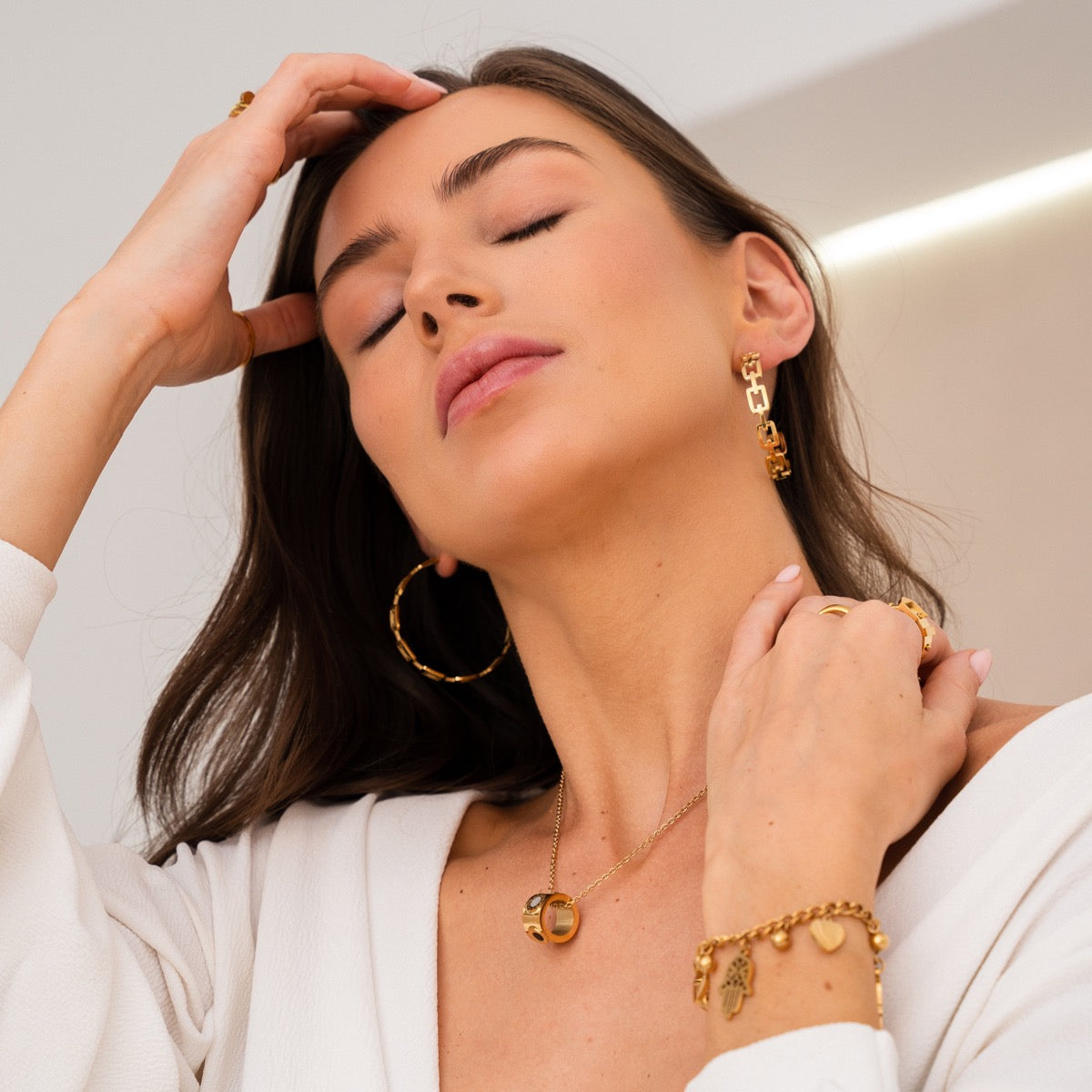 Pulseira Pingente Hamsa Banhado a Ouro 18k