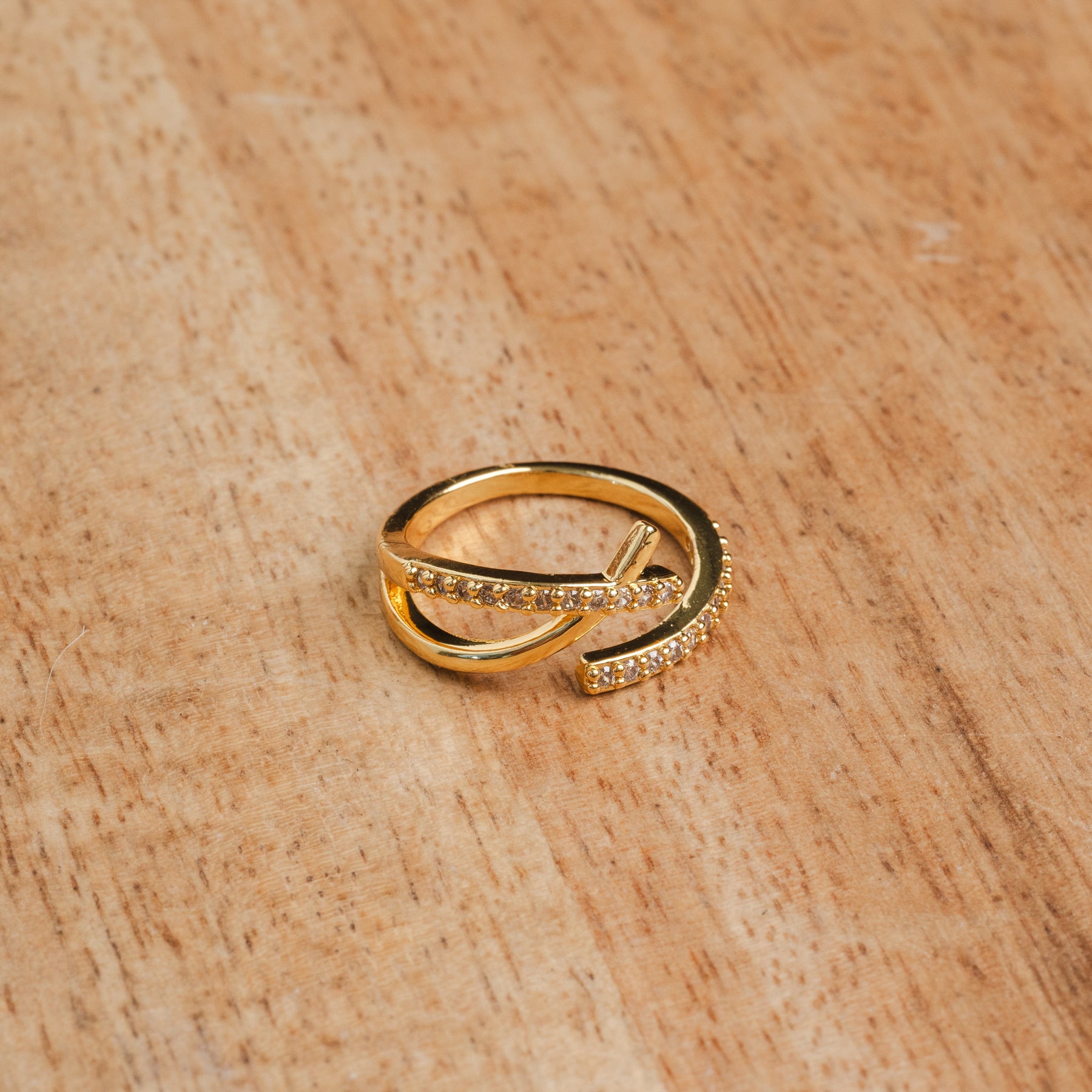 Anel 3 Pontas Ajustável Banhado a Ouro 18K