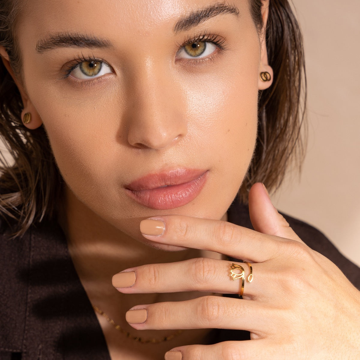 Anel de Lótus Ajustável Banhado a Ouro 18k