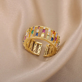 Anel Ajustável com Zircônia Coloridas