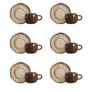 Jogo 6 Xicaras de Café com Pires Agata Bege 100ml