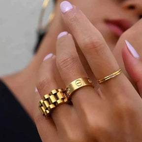 Anel Elos de Relógios Banhado a Ouro 18k