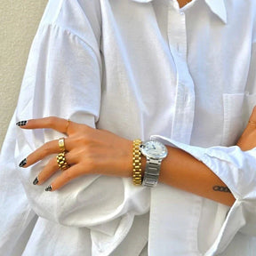 Anel Elos de Relógios Banhado a Ouro 18k