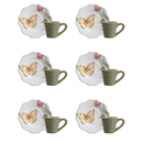 Jogo 6 Xicaras de Café com Pires Butterfly 100ml