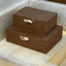Caixa Decorativa em MDF e PU Marrom 24cm G