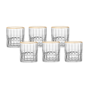 Jogo 6 Copos Baixos de Vidro Cristalle com Borda Dourada 310ml