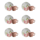 Jogo 6 Xicaras de Café com Pires Jardim Encantado 100ml