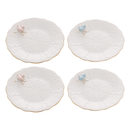 Jogo 4 Pratos para Sobremesa Bird Porcelana Branco 20cm