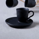 Jogo 6 Xícaras de Café com Pires Bio Preto Matte Descentralizado 70ml