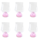 Jogo 6 Copos Base Esfera Rosa e Transparente 440ml