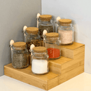 Kit 12 Potes de Vidro Tampa Rolha com Colher Bambu 240ml