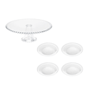 Kit Boleira e Jogo de Pratos Cristal Pearl 5 Peças