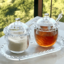 Kit Meleira + Açucareiro de Cristal Detalhes de Coração 2 Peças