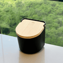 Saleiro Lume Preto com Tampa de Bambu Preto 500g