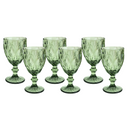 Kit 6 Taças de Vidro Diamond Verde 325ml
