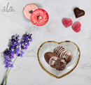 Travessa em Formato de Coração de Vidro Martelado com Borda Rose Gold P